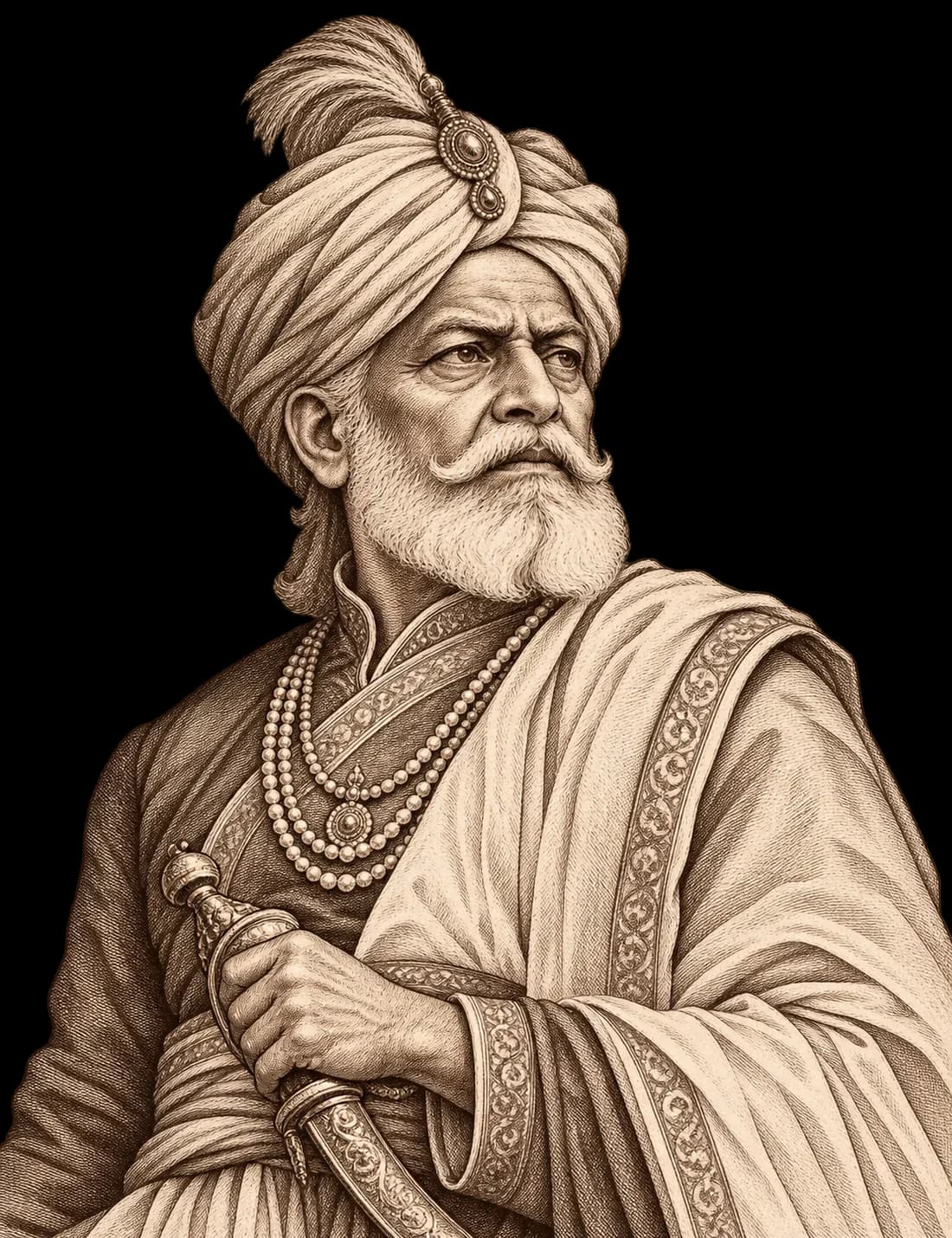 Portrait illustration of Babu Kunwar Singh of Jagdishpur