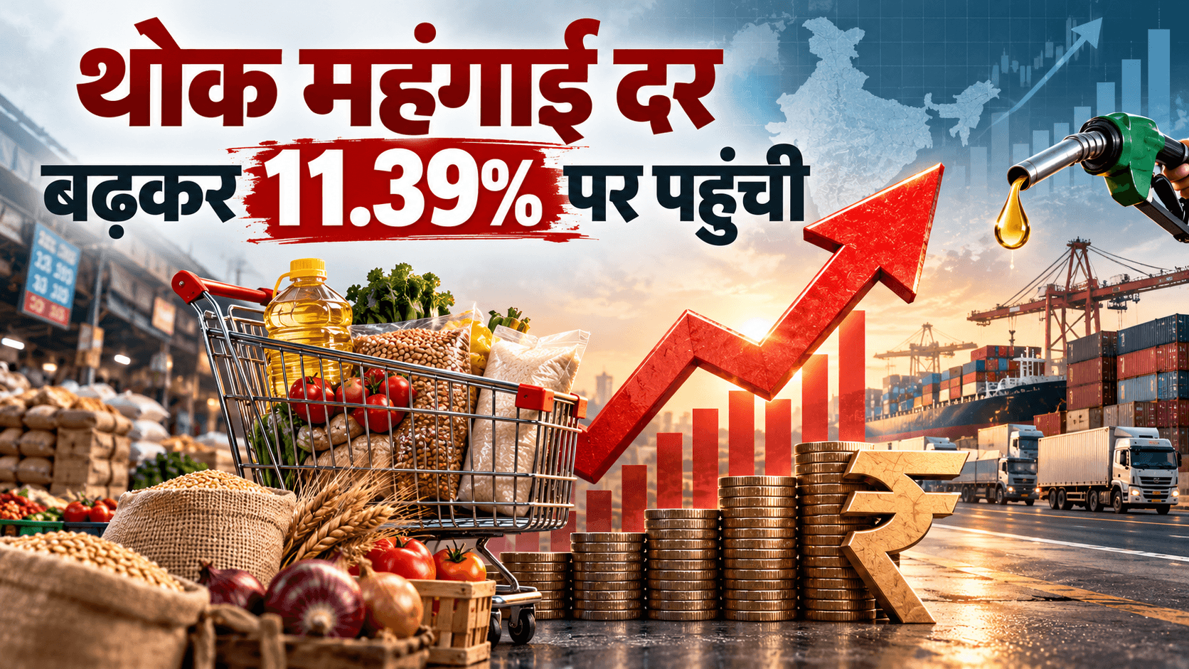 थोक महंगाई दर बढ़कर 11.39% पर पहुंची