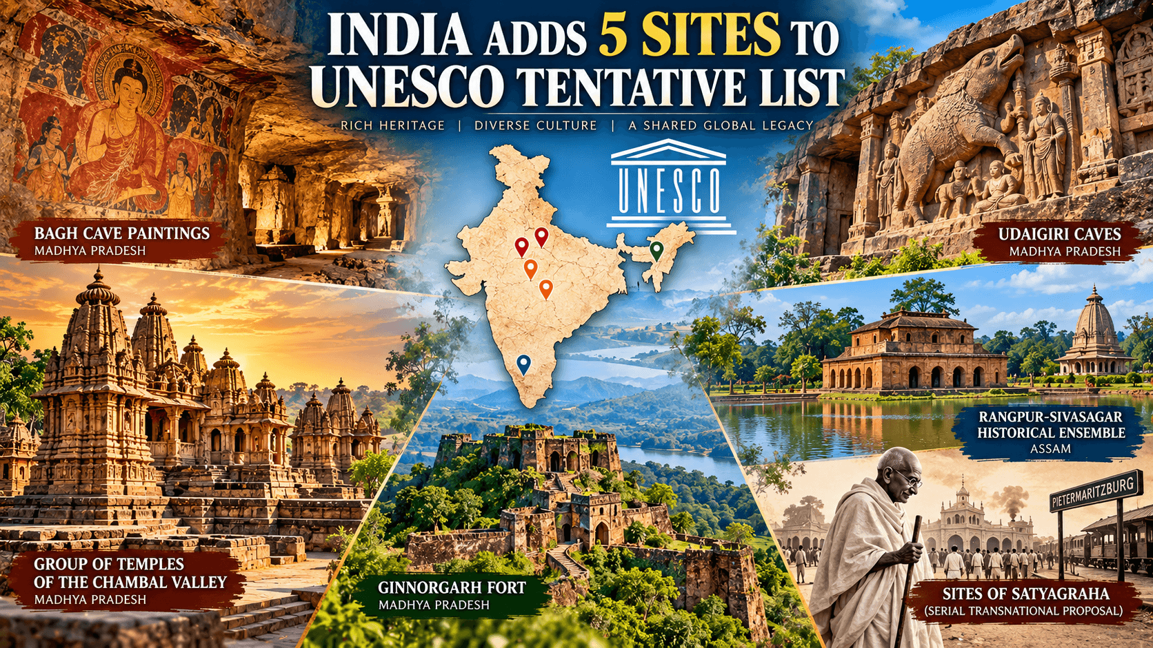 India Adds 5 Sites to UNESCO Tentative List