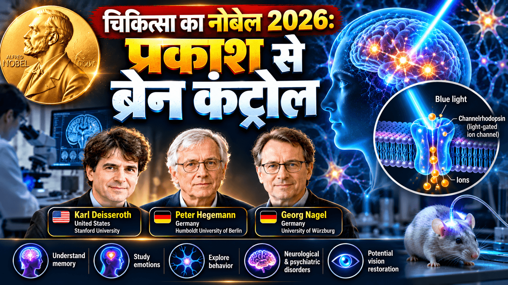 चिकित्सा का नोबेल 2026: प्रकाश से ब्रेन कंट्रोल